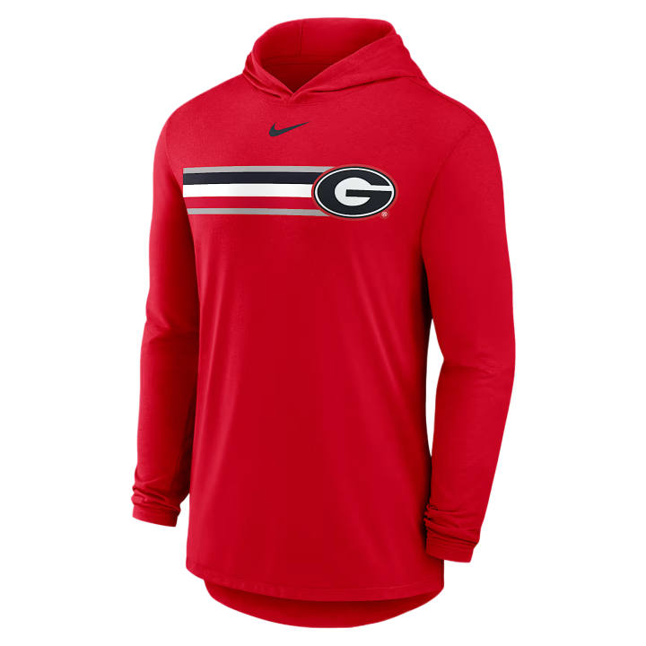 Nike Nike Dri Fit College T Shirts Men's Red Hooded Non Detachable