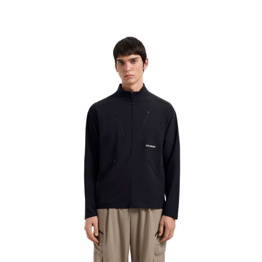 SALOMON Jackets Men's Pitch Black Stand Collar Moderate