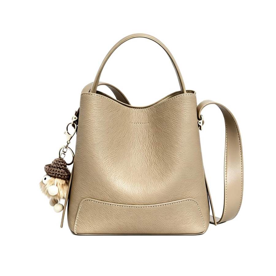 LOLLiPOPS Top Grain Cow Leather With Synthetic Leather Girlfriend Crossbody Handbag Regular Women's Elephant Gray