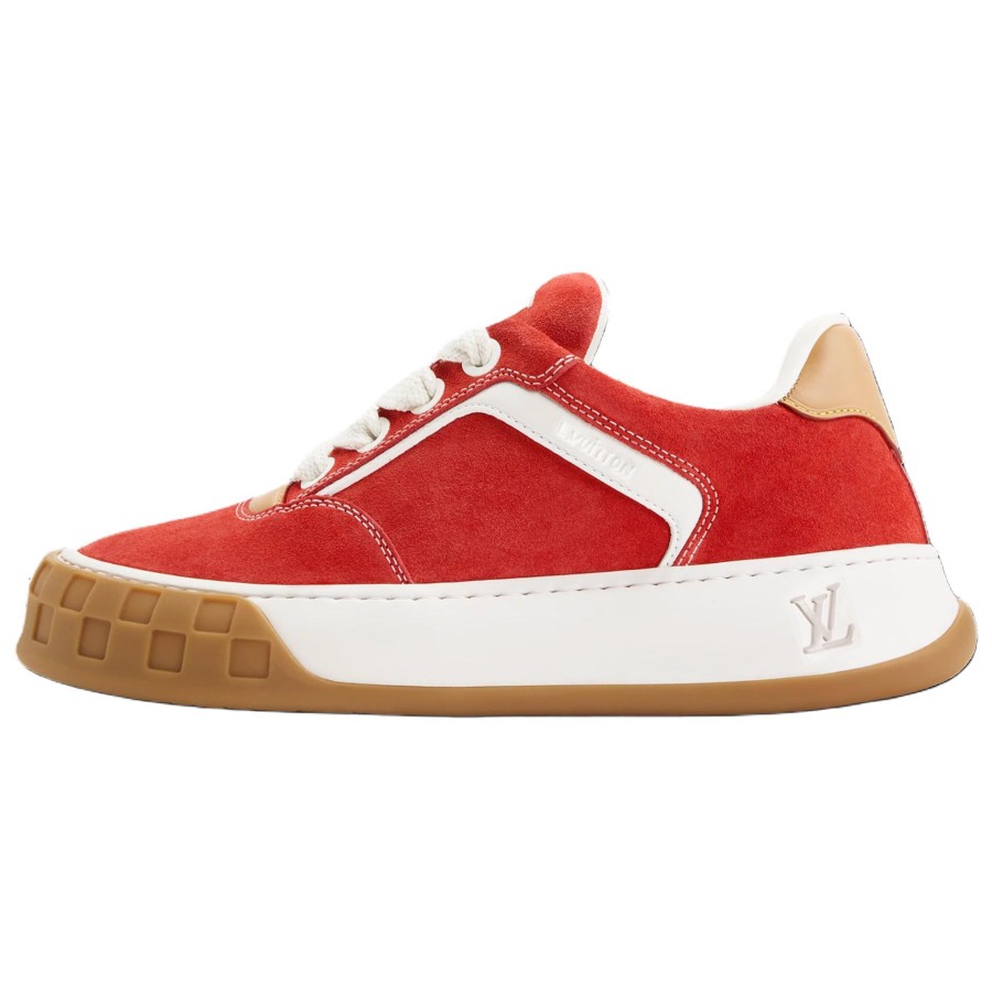 LOUIS VUITTON Tilted Skateboard Shoes Men's Low Top Red
