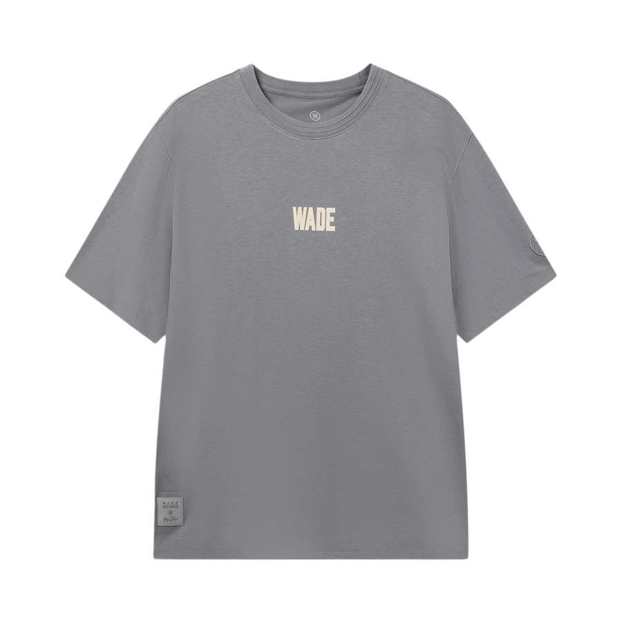 Li-Ning Li Ning T Shirts Men's Elegant Gray Crew Neck Moderate Straight Fit