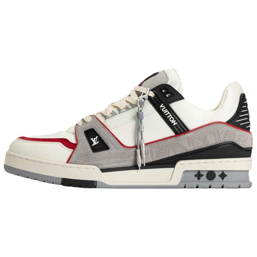 LOUIS VUITTON Trainer Skateboard Shoes Men's Low Top White & Gray