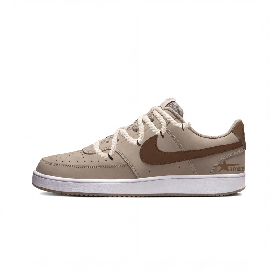 Nike Nike Air Force 1 Skateboard Shoes Men's Low Top Beige Brown White Color Block