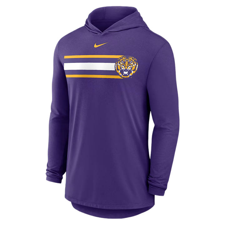 Nike Nike Dri Fit College T Shirts Men's Purple Hooded Non Detachable