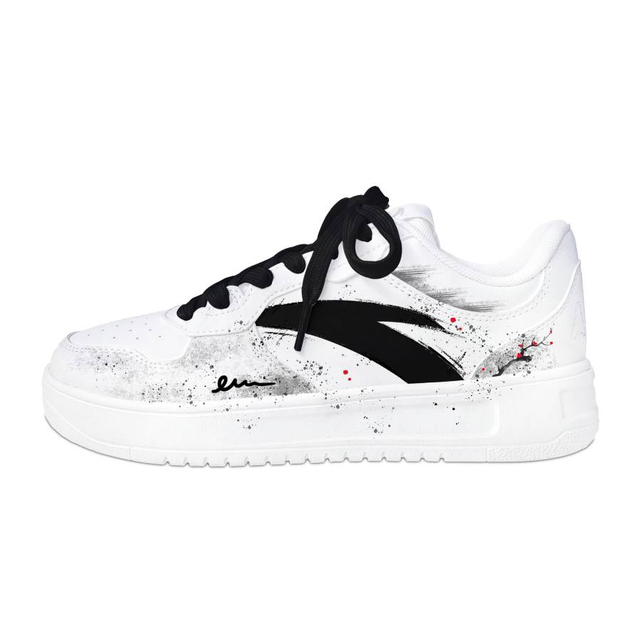 ANTA Easy 2 Skateboard Shoes Men's Low Top White Black Graffiti Colorway