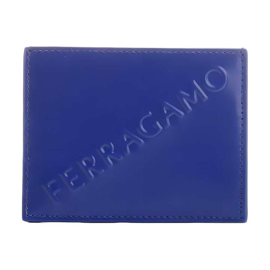 FERRAGAMO Cow Leather Wallet Card Holder Card Holder Men's Cornflower Blue