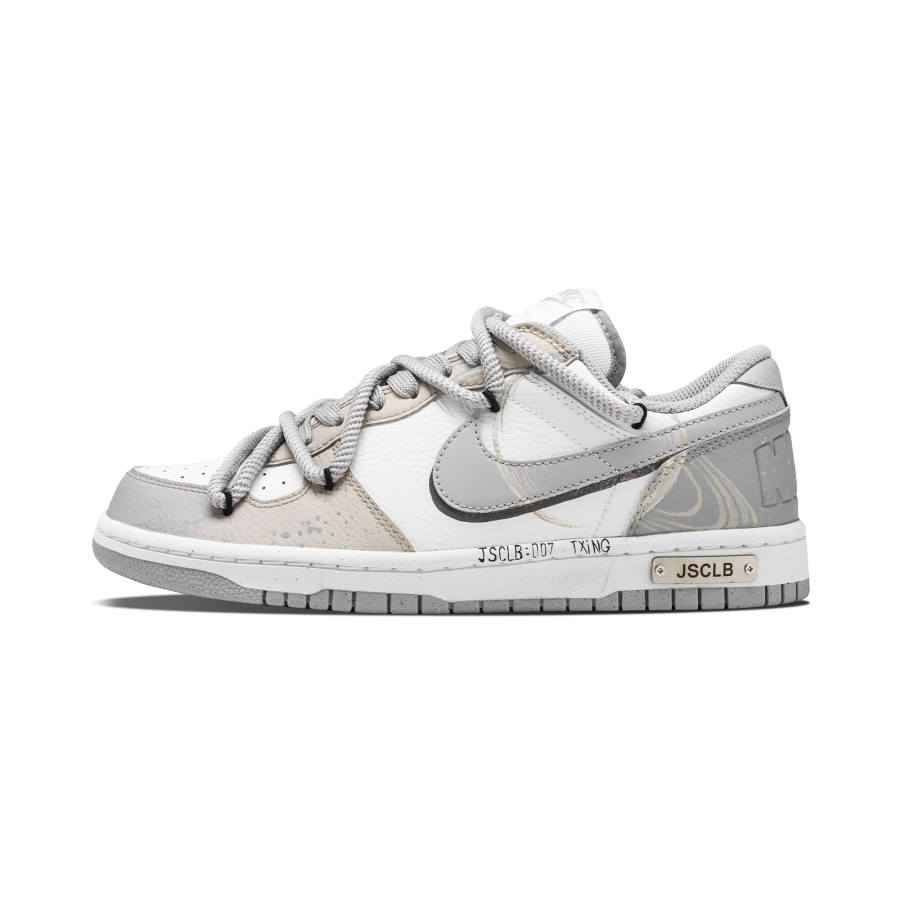 Nike Nike Skateboard Shoes Men's Low Top White Gray Beige Ink Splatter Deconstruction Colorway