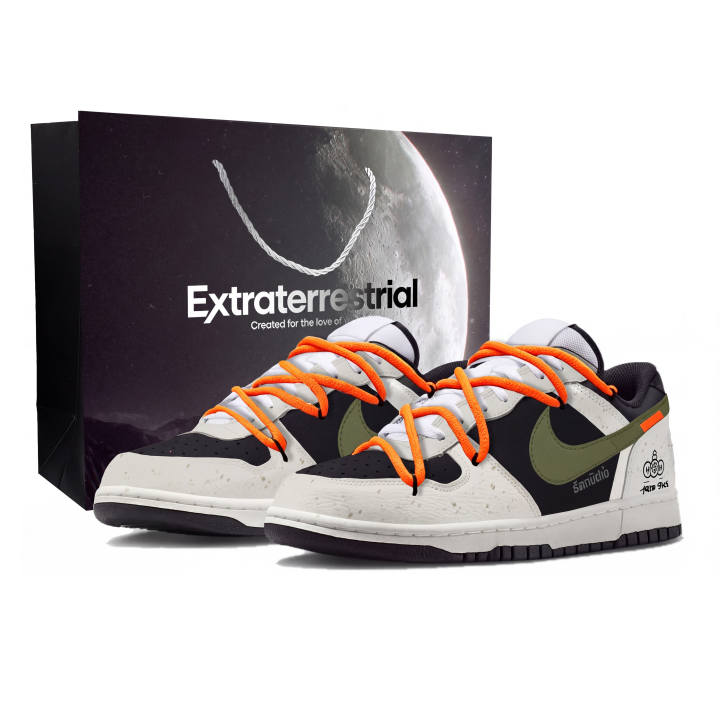Nike Nike Big Skateboard Shoes Unisex Low Top Black Beige White Orange Green Color Block Patchwork