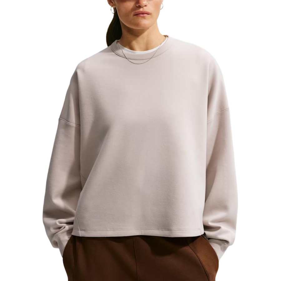 Nike Nike Quick Dry Clothing Women's Beige II/Beige II/Preppy Gray Crew Neck Moderate