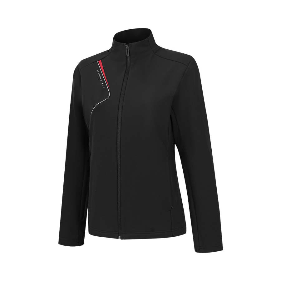 Li-Ning Li Ning Trench Coats Women's Black Stand Collar Moderate Nipped In Waist