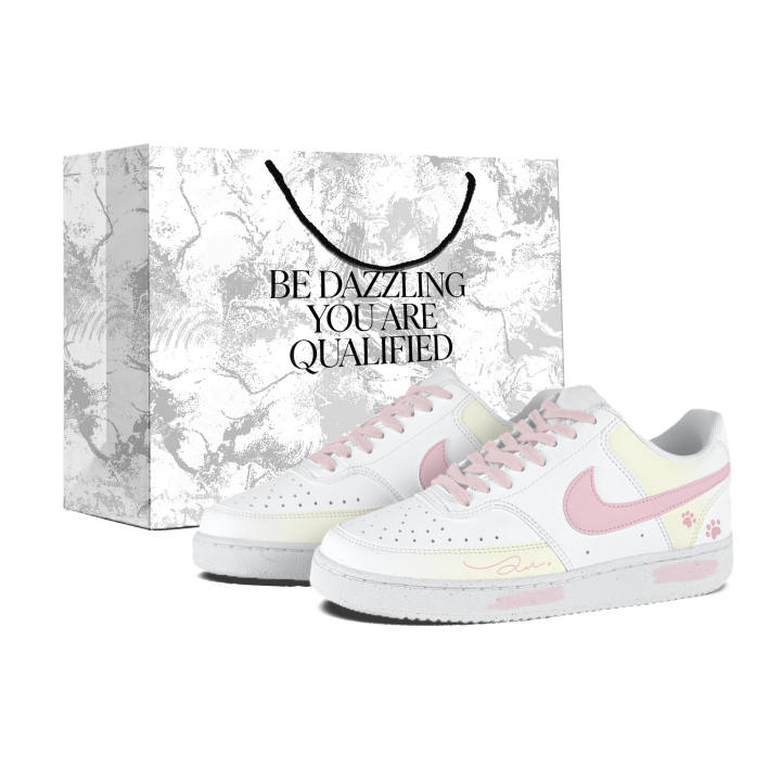 Nike Nike Court Vision 1 Skateboard Shoes Unisex Low Top White, Pink Yellow
