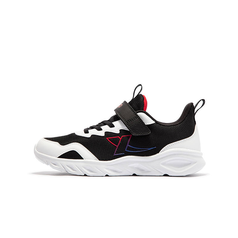 XTEP Synthetic Leather Abrasion Resistant, Breathable, Slip Resistant Low top Running Shoes Black Xtep White Kids'