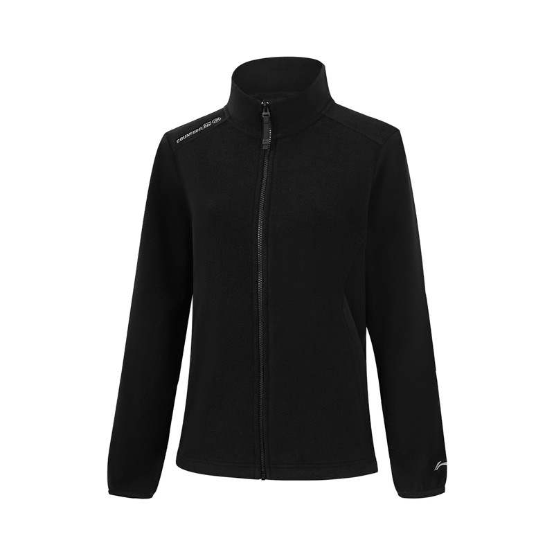 Li-Ning Li Ning Fleece Tops Women's Black Stand Collar Moderate