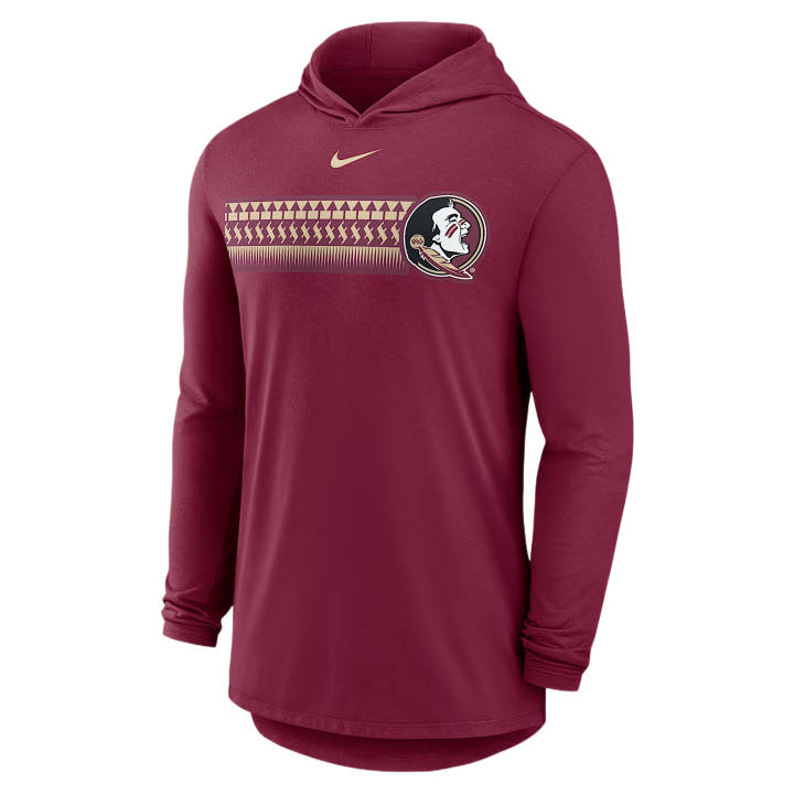 Nike Nike Dri Fit College T Shirts Men's Garnet Hooded Non Detachable