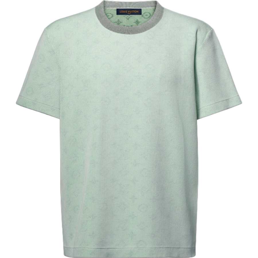 LOUIS VUITTON Monogram T Shirts Men's Light Green Crew Neck Moderate Straight Fit