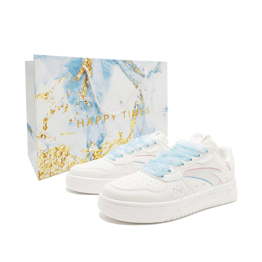 ANTA Easy Skateboard Shoes Unisex Low Top Pink/Blue