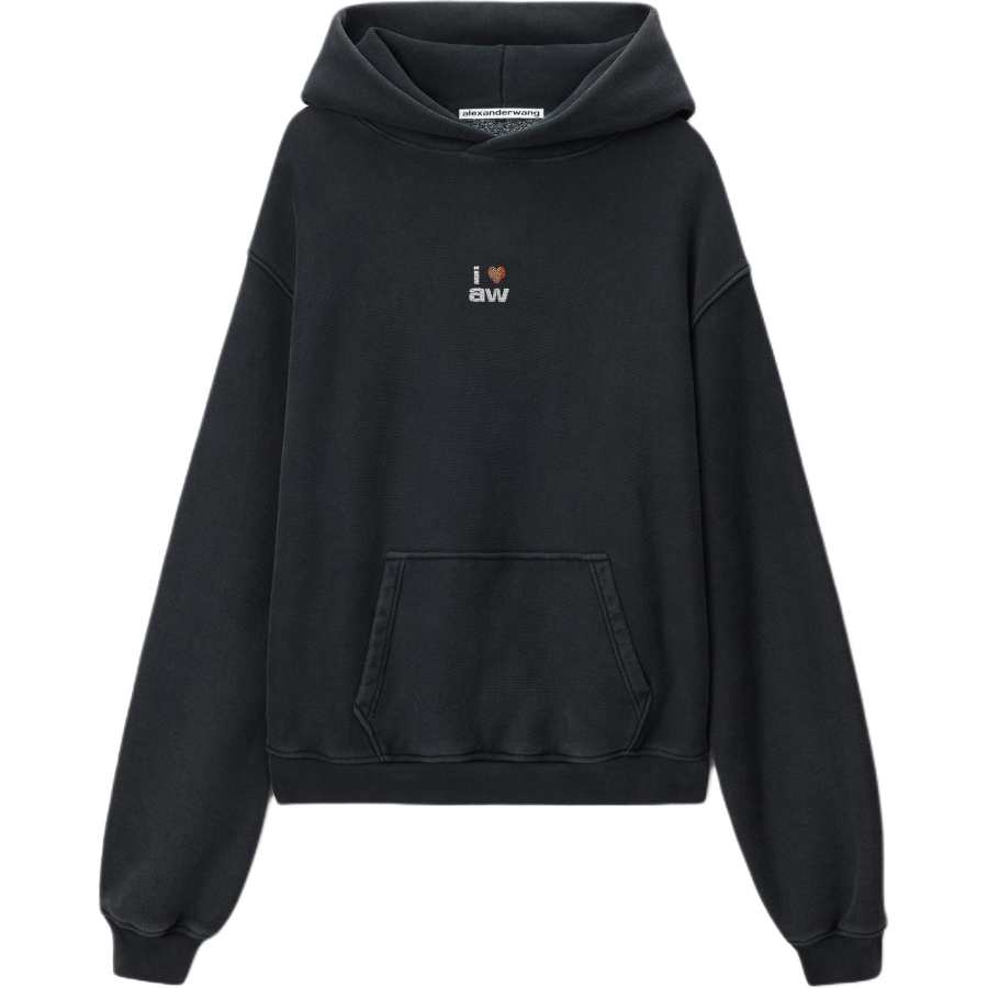 Alexander Wang Sweatshirts Unisex Washed Black Hooded Non Detachable Moderate