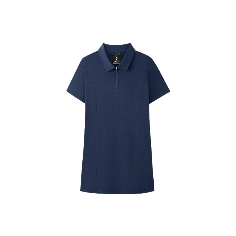 Skechers Short Sleeved Dresses Women's Navy Blue 002Z Lapel Moderate Short Skirt