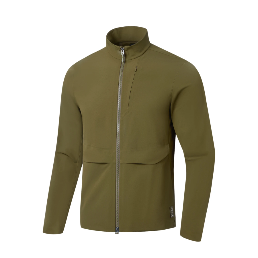 Li-Ning Li Ning Gold Logo Collection Jackets Men's Dark Olive Green Stand Collar Moderate Straight Fit