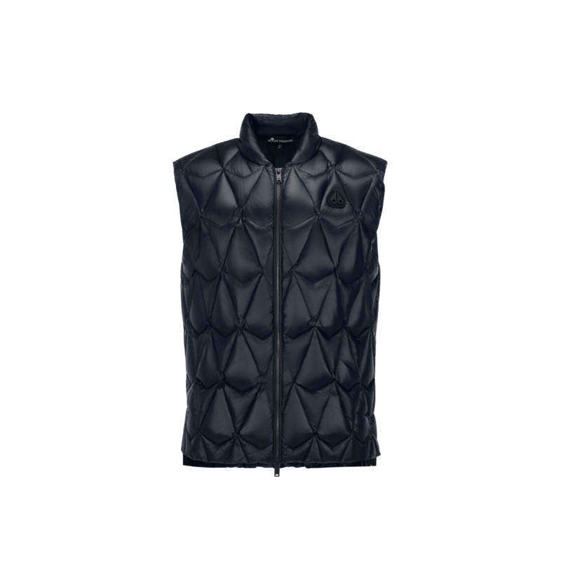 Moose Knuckles Moose Knuckles Down Vests Men's Marine Blue Stand Collar Thickened