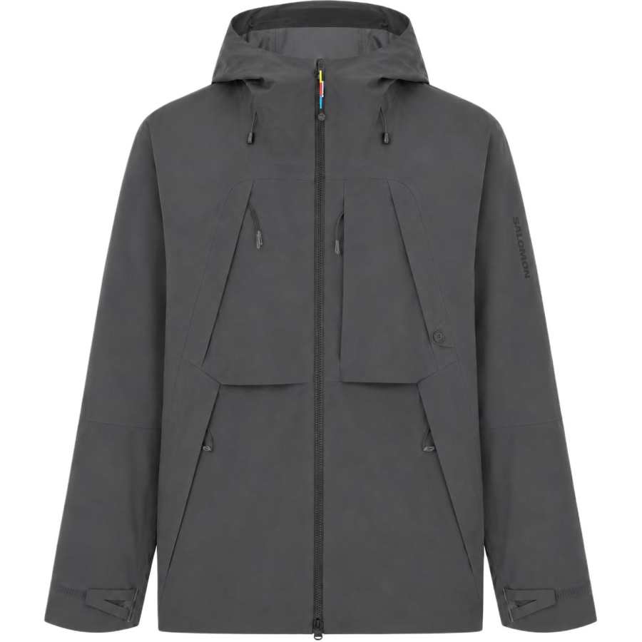 SALOMON Windbreaker Jackets Men's Desert Gray Hooded Non Detachable Moderate