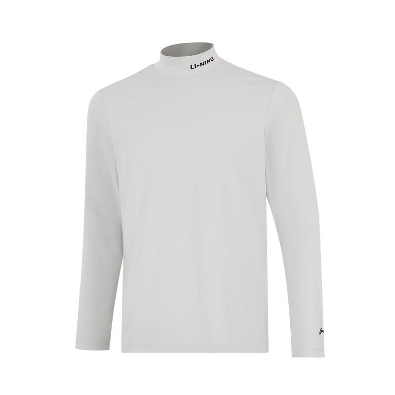 Li-Ning Li Ning T Shirts Men's Stone Gray Half Turtleneck Moderate Straight Fit