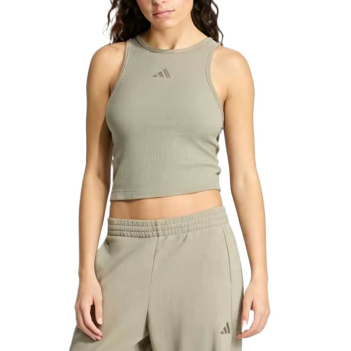 Adidas Adidas Sportswear Tank Tops Women's Silver Pebble Crew Neck Moderate
