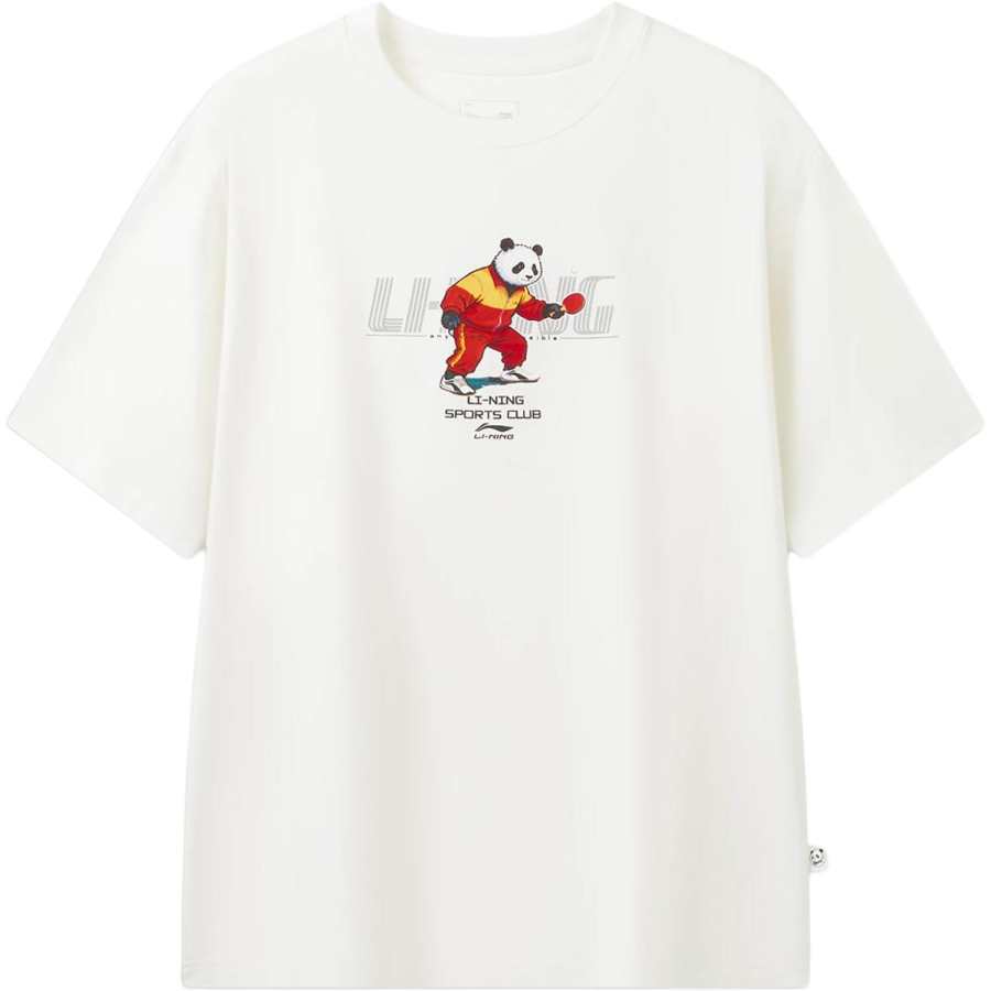 Li-Ning Li Ning Sports Life Collection T Shirts Unisex Ivory Crew Neck Moderate
