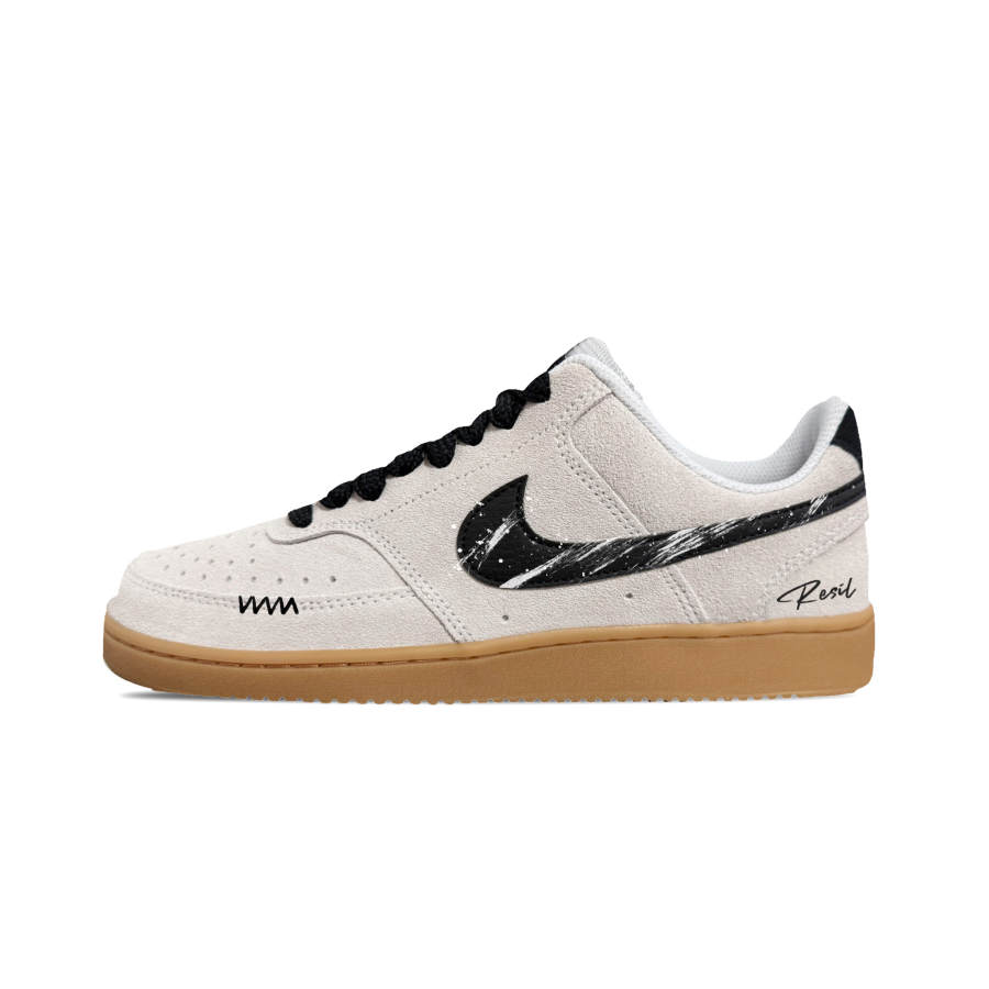 Nike Nike Court Vision Skateboard Shoes Men's Low Top Beige Black Medium Pips Rubber Colorway