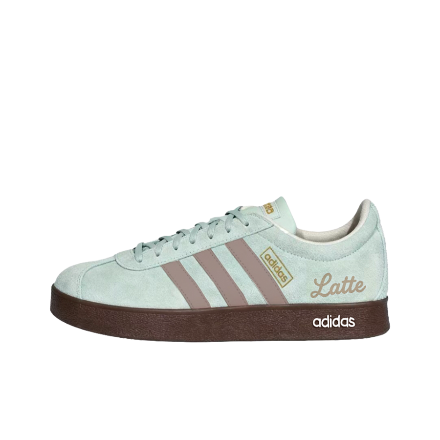 Adidas Adidas Vl Court Classic German Army Trainers Unisex Low Top Light Blue Brown Gold Color Block