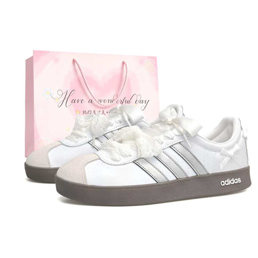 Adidas Adidas Vl Court Classic German Army Trainers Women's Low Top Silver