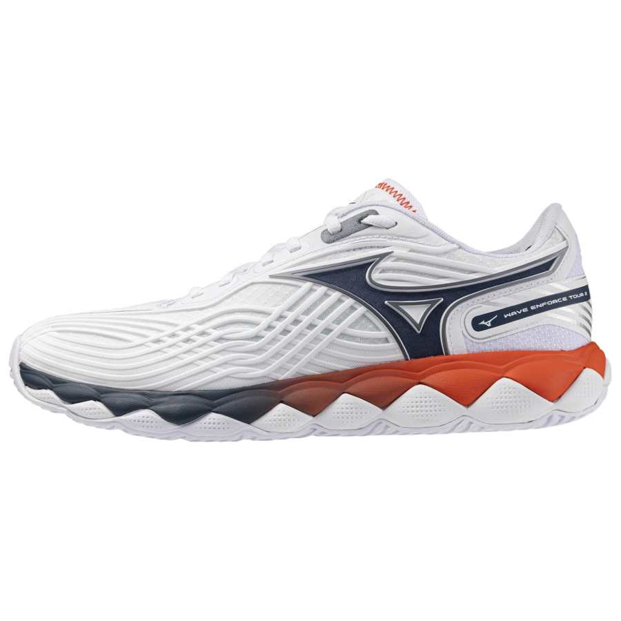 Mizuno WAVE ENFORCE TOUR 2 Tennis Shoes Men's Low Top White/Dark Blue Orange Gradient