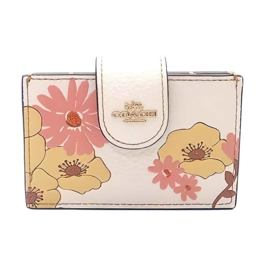 COACH Accordion Card Case Leather Card Holder, Wallet Women's White
