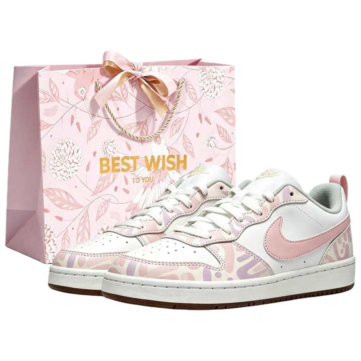 Nike Nike Court Borough Skateboard Shoes Unisex Low Top White Pink Multicolor
