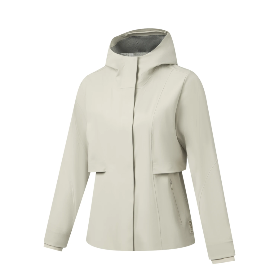 Li-Ning Li Ning Gold Logo Collection Trench Coats Women's Coconut Khaki Hooded Non Detachable Moderate Straight Fit