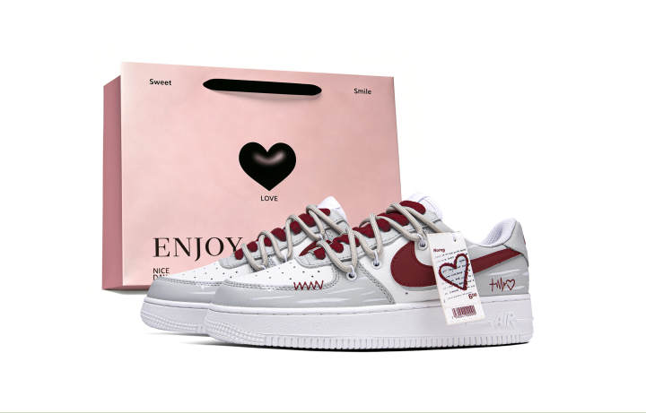 Nike Nike Air Force 1 Skateboard Shoes Unisex Low Top White/Red/Gray