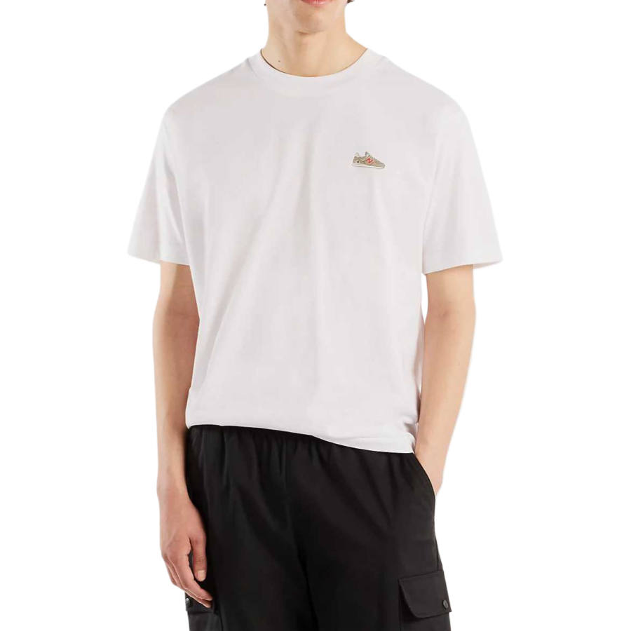 New Balance New Balance T Shirts Men's White Crew Neck Moderate Straight Fit