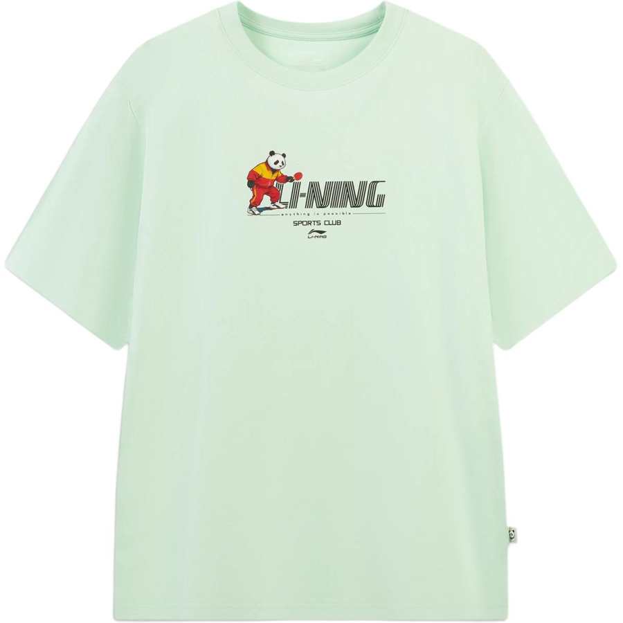 Li-Ning Li Ning Sports Life Collection T Shirts Unisex Water Wave Green Crew Neck Moderate