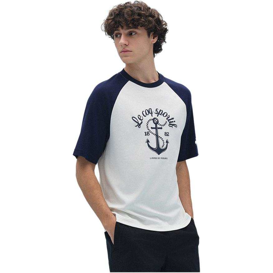 Le Coq Sportif T Shirts Unisex Navy Crew Neck Moderate Straight Fit