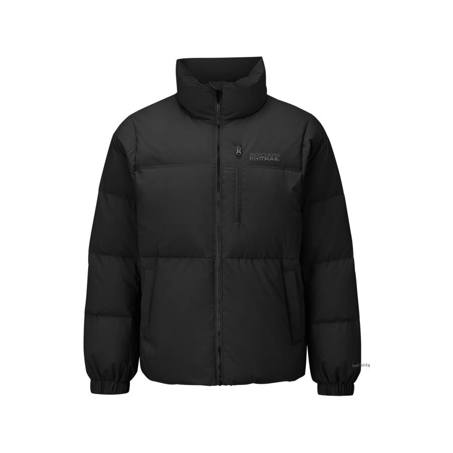 Skechers Down Jackets Men's Carbon Black 0018 Stand Collar Moderate