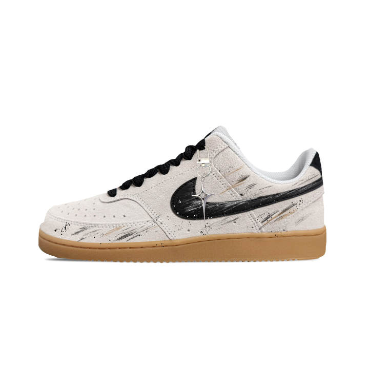 Nike Nike Court Vision Skateboard Shoes Men's Low Top Beige Black Medium Pips Rubber Colorway