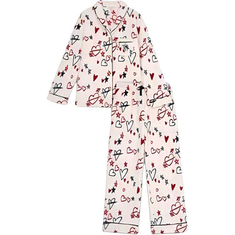 Victoria's Secret Pajama Set Plumping Soft And Fitting Warmth Instantly Women's Red Graffiti