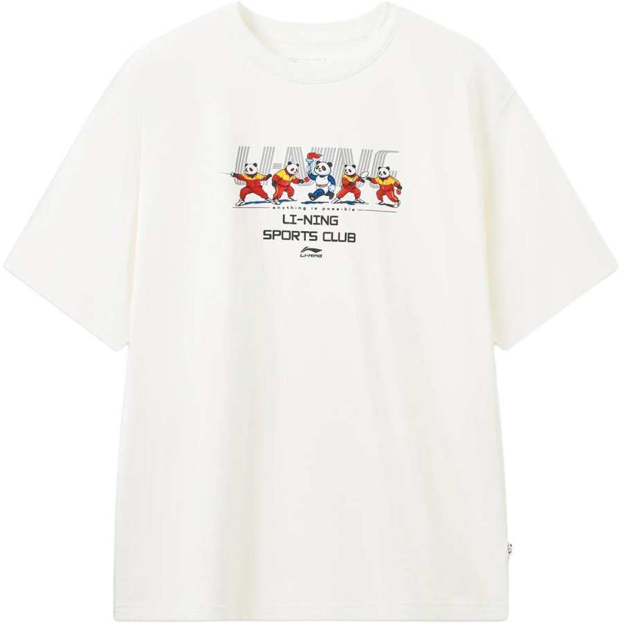 Li-Ning Li Ning Sports Life Collection T Shirts Unisex Ivory Crew Neck Moderate