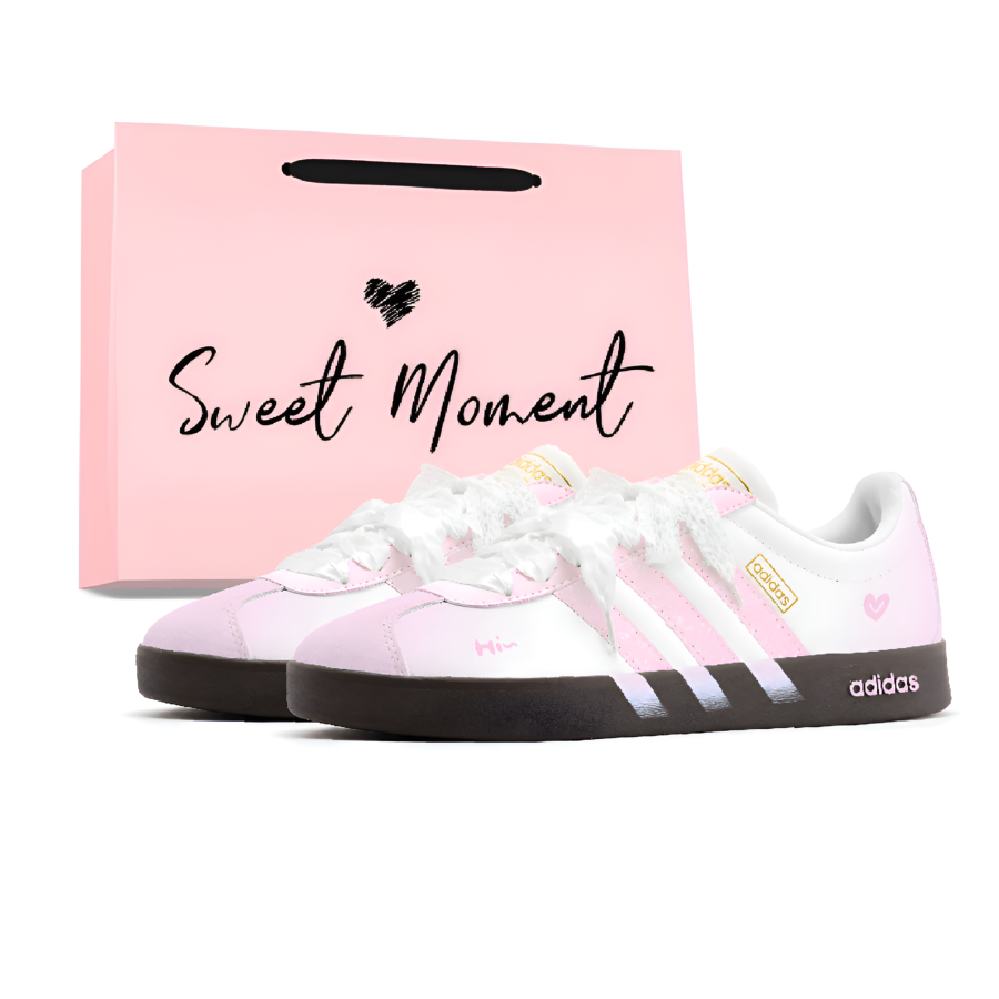 Adidas Adidas Vl Court Classic Skateboard Shoes Unisex Low Top White Pink