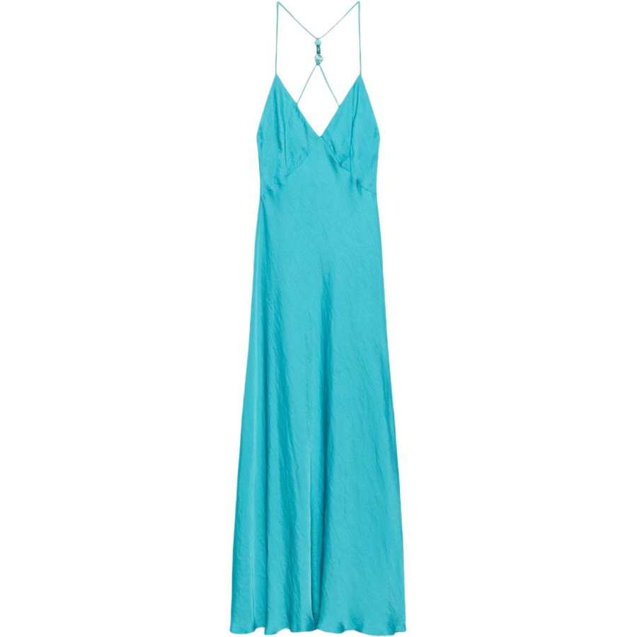 ZARA Slip Dresses Women's Turquoise Moderate Long Skirt Other