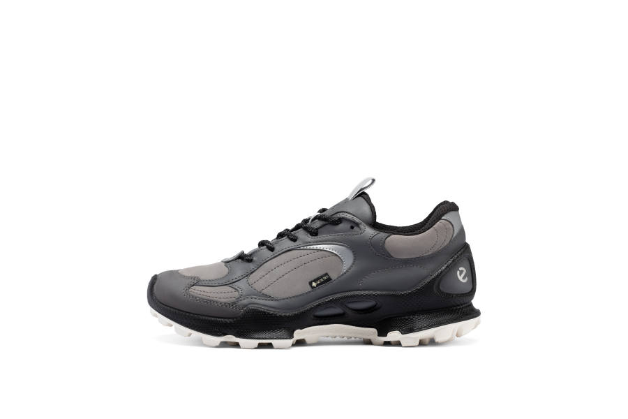 Ecco Ecco Casual Shoes Men's Low Top Gray Black White Silver Patchwork Colorway