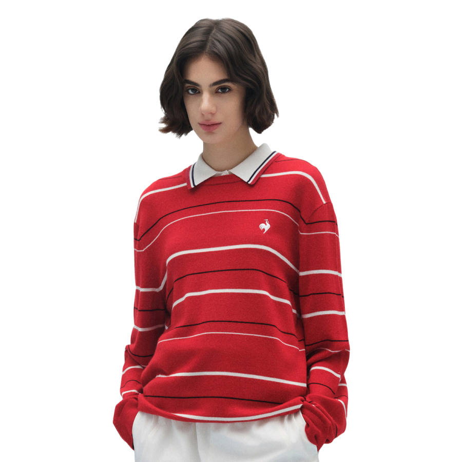 Le Coq Sportif Sweaters Unisex Sunset Red Crew Neck Moderate