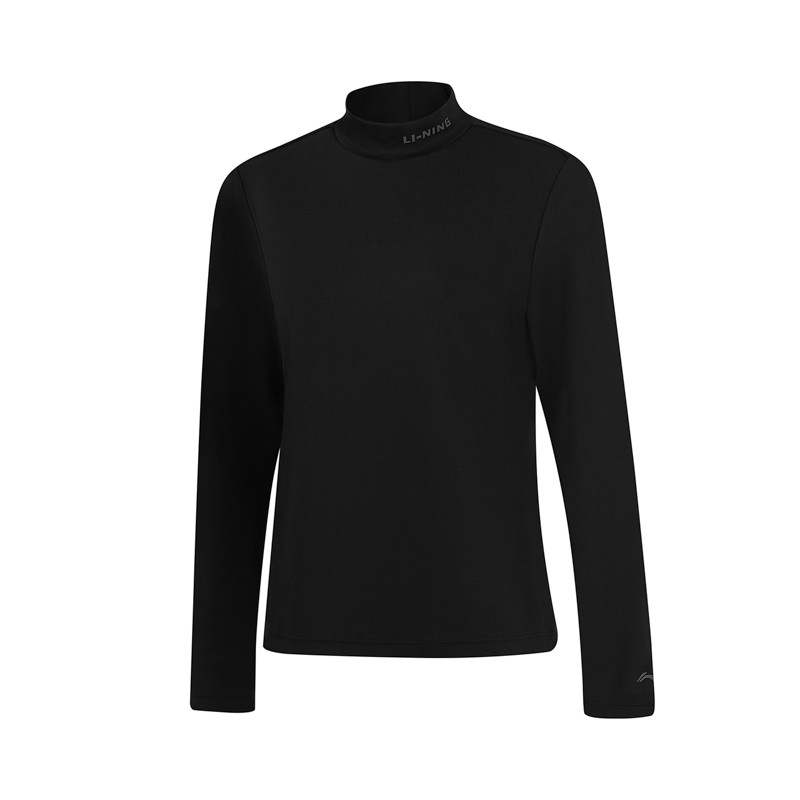 Li-Ning Li Ning T Shirts Women's Black Half Turtleneck Moderate Straight Fit