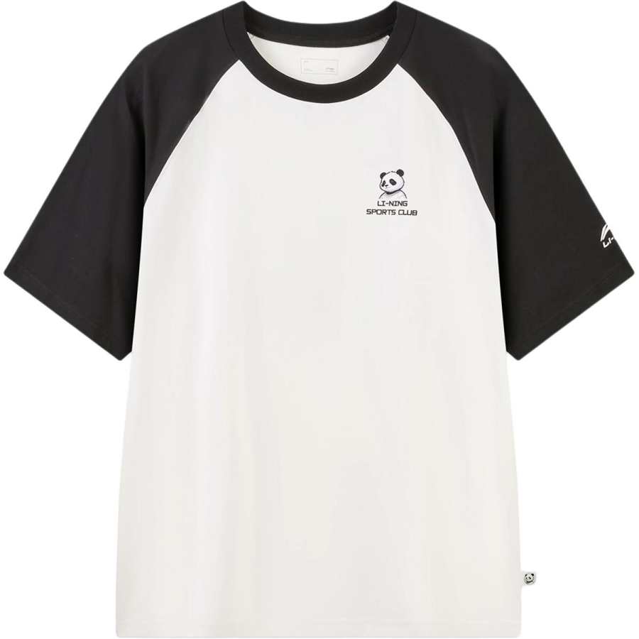 Li-Ning Li Ning Sports Life Collection T Shirts Unisex Ivory/Black Crew Neck Moderate