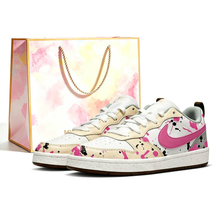 Nike Nike Court Borough Skateboard Shoes Unisex Low Top White Pink Multicolor